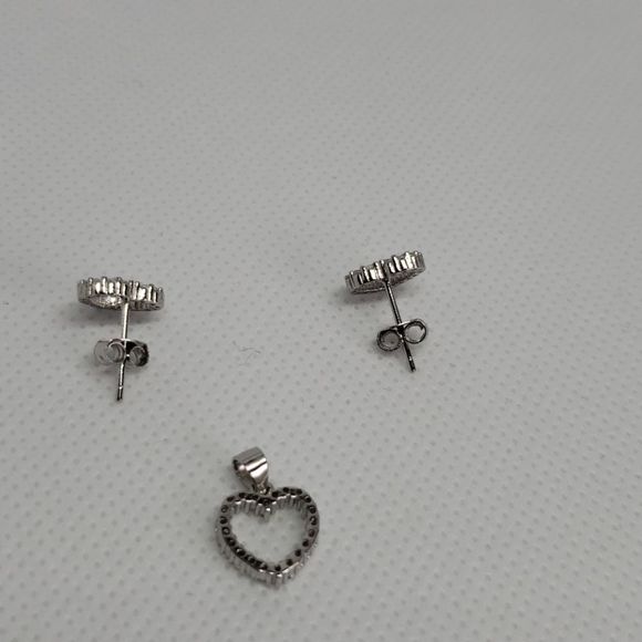 Silver Earring And Pendant CZ Set - Picture 3 of 3